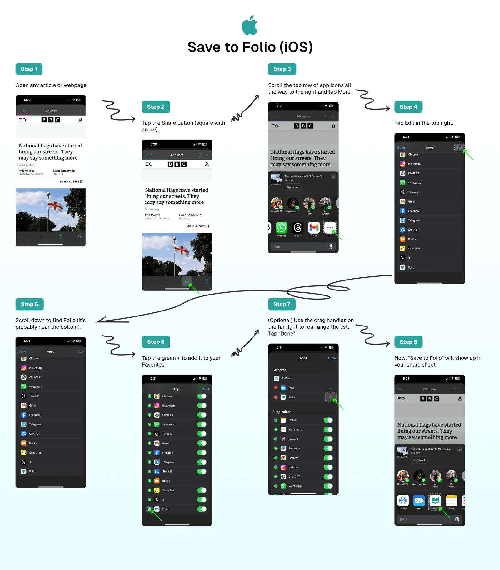 Save to Folio (iPhone)